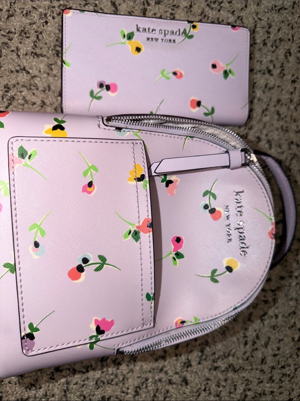 kate spade pastel pink floral crossbody with multicolor blooms